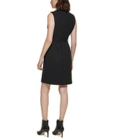 Calvin Klein Women's Moto Belted Sleeveless Sheath Dress