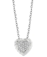 Effy Diamond Pave Heart 18" Pendant Necklace (1/20 ct. t.w.) in Sterling Silver