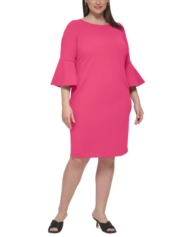 Calvin Klein Plus Size Bell-Sleeve Sheath Dress