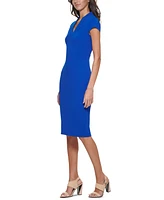 Calvin Klein Women's V-Neck Cap Sleeve Sheath Dress