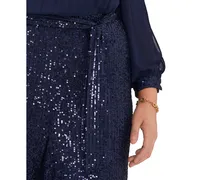 Msk Plus Sequined Split-Sleeve Jumpsuit