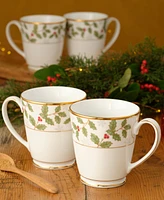 Holly Berry 12 oz Mug, Set of 4