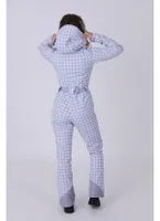 Purple Houndstooth Women's Chic Ski Suit