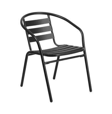 Metal Restaurant Dining Stack Chair With Aluminum Slats