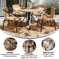 Pack Rattan Indoor-Outdoor Restaurant Stack Chair With Curved Back