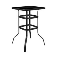 27.5" Square Tempered Glass Bar Height Metal Patio Bar Table