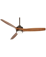 52" Windspun Rustic Farmhouse 3 Blade Indoor Ceiling Fan with Dimmable Led Light Remote Control Oil Rubbed Bronze Walnut Wood for Living Kitchen House