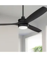 52" Windspun Modern 3 Blade Ceiling Fan with Dimmable Led Light Remote Control Matte Black Solid Wood for Living Room Kitchen House Bedroom Family Din