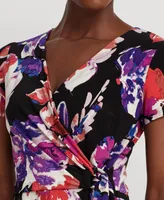 Lauren Ralph Women's Floral Stretch Jersey Surplice Dress
