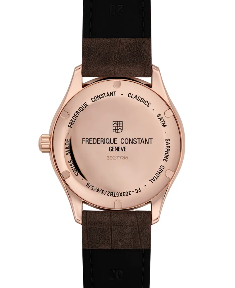 Frederique Constant Men's Swiss Automatic Classics Index Brown Leather Strap Watch 40mm