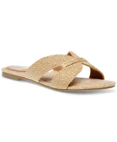 Dv Dolce Vita Women's Geeya Raffia Criss Cross Strap Flat Slide Sandals