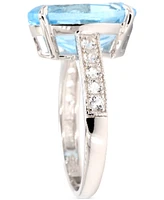 Gemstone & White Topaz (1 ct. t.w. ) Oval Ring in Sterling Silver (Also in Gold-Plated Sterling Silver)