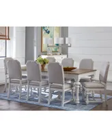 Mandeville 9pc Dining Set (Rectangular Table + 8 Upholstered Chairs)