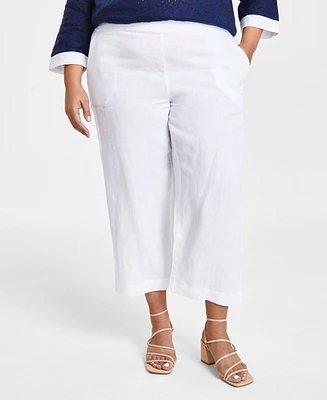 Charter Club Plus 100% Linen Cropped Pants, Exclusively at Macy's