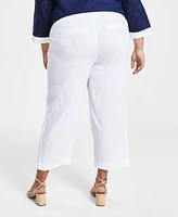 Charter Club Plus 100% Linen Cropped Pants, Created for Macy's