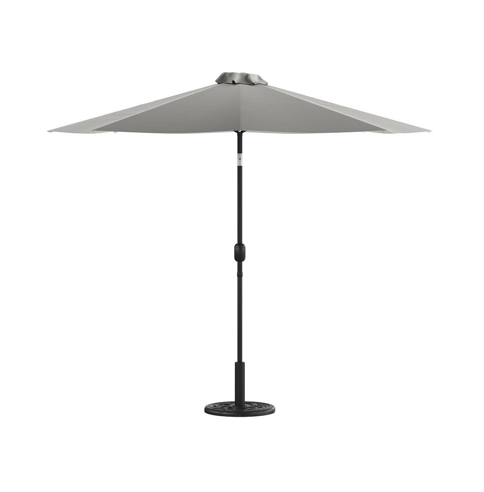 Bali Patio Umbrella With Base - 9' Polyester 30+ Uv Protection Waterproof Cement 1.5" Diameter Aluminum Pole