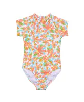 Child Girl Hawaiian Luau Sustainable Ss Surf Suit