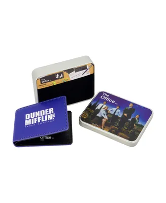 The Office Dunder Mifflin Inc. Paper Company Bifold Wallet, Slim Wallet with Decorative Tin for Men and Women