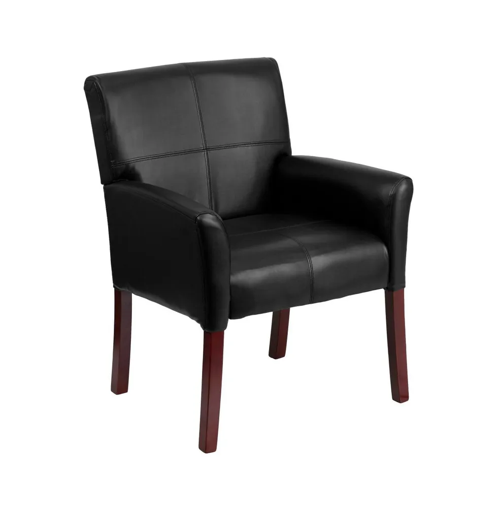 Emma+Oliver Executive Side Reception Chair With Mahogany Legs