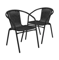 Pack Rattan Indoor-Outdoor Restaurant Stack Chair With Curved Back