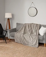 Lucky Brand Embossed Cable Faux Fur Throw Blanket, 50" x 70"