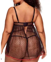 Noemi Women's Plus-Size Babydoll & G-String Set Lingerie