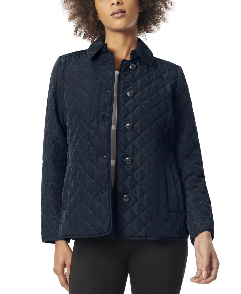 Jones New York Petite Quilted Button-Down Long-Sleeve Coat