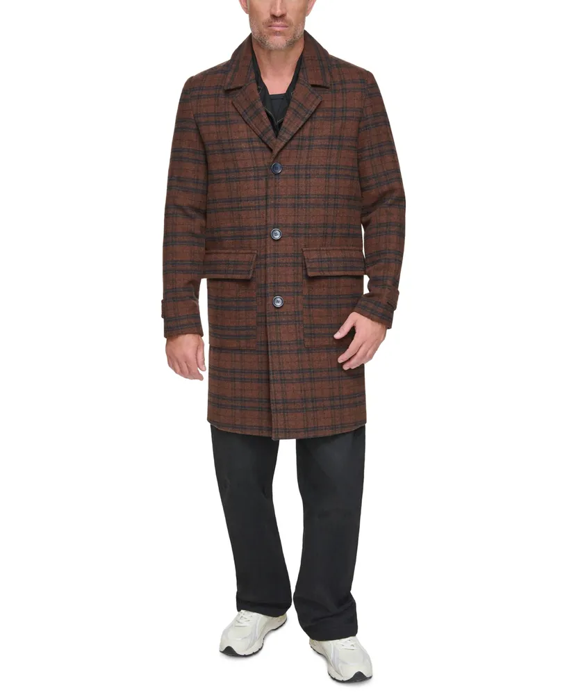 Marc New York Men's Bexar Plaid Overcoat