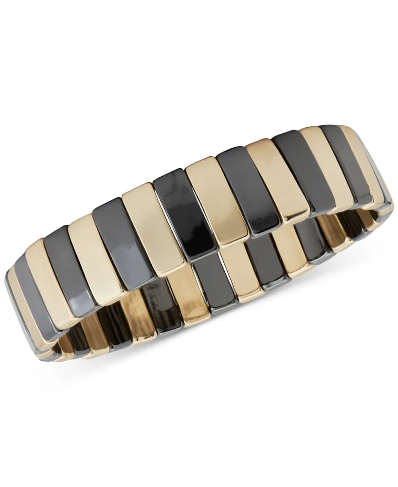 Lucky Brand Two-Tone Contrasting Bar Stretch Bracelet