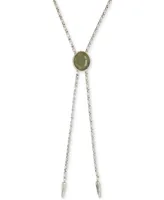 Lucky Brand Silver-Tone Gemstone 32-3/4" Adjustable Lariat Necklace