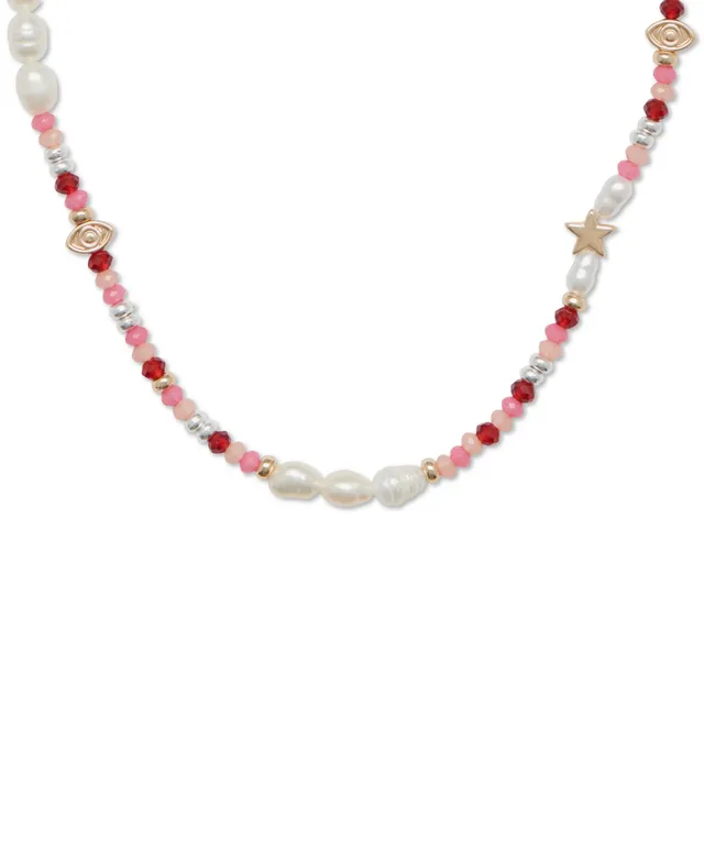 Lucky Brand Two-Tone Star & Mixed Bead Collar Necklace, 15-1/2 +