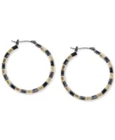 Lucky Brand Two-Tone Medium Chunky Bar Hoop Earrings