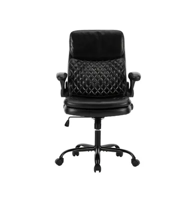 Faux Leather Task Chair with Flip-up Armrests