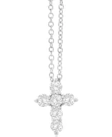 Diamond Cross Pendant Necklace (1/3 ct. t.w.) in 14k White Gold, 16" + 2" Extender