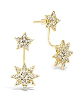 Sterling Forever Cubic Zirconia Snowflake Stud Earring and Layered Necklace Peace & Joy Gift Set