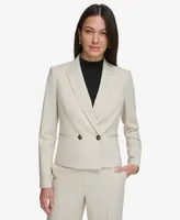 Dkny Petite Double-Breasted Cropped Blazer