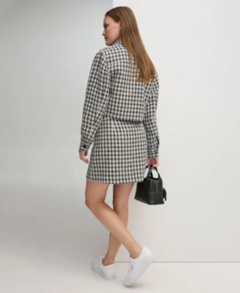 Calvin Klein Womens X Fit Tweed Detail Shirt Cropped Jacket Mini Skirt