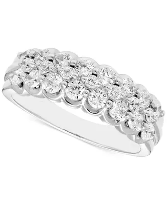 Diamond Three Row Scallop Band (1 ct. t.w.) in 14k White Gold