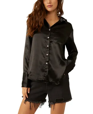 Free People Women's Shooting For The Moon Button-Front Shirt