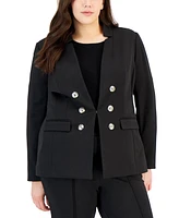 Tahari Asl Plus Ponte Faux-Double-Breasted Blazer