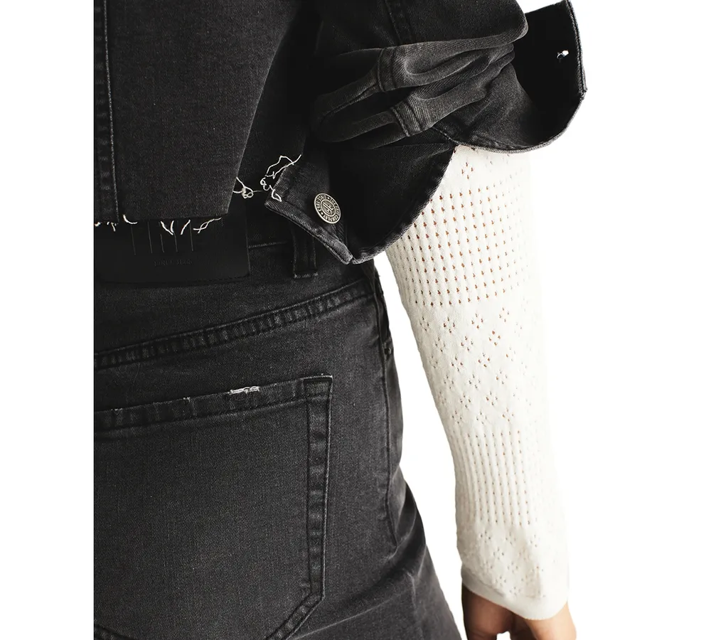 Frye Women's Cropped Long-Sleeve Raw-Hem Denim Jacket