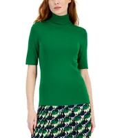 Anne Klein Petite Elbow-Sleeve Turtleneck Sweater