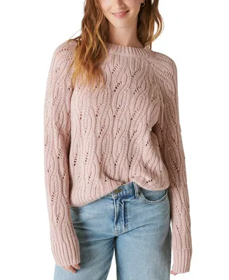 Lucky Brand Women's Shine Cable Knit Crewneck Sweater