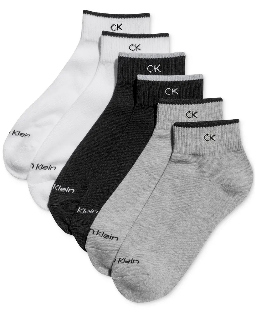 Calvin Klein Women's 6-Pk. Solid Cushion Quarter Socks