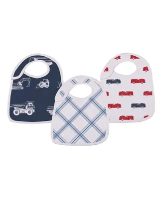 Newcastle Classics Things That Go 100% Soft Muslin Cotton 3 Pack Snap Bibs 12" X 9"