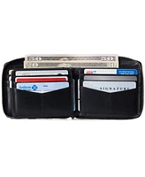 Alpine Swiss Unisex Rfid Safe Zipper Wallet Genuine Leather Zip Around Bifold