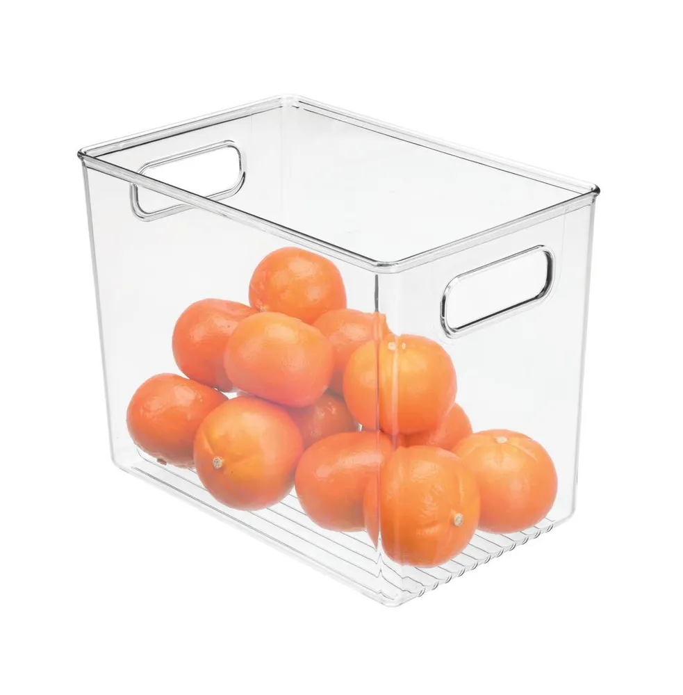 mDesign Plastic Deep Kitchen Storage Bin Box, Lid/Handles, 6 Pack, Clear/White