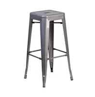 Atlas Series Backless Dining Stool With Clear Coated Metal Frame For Indoor Use