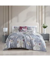 Bebejan Smoky Blue Garden Bedding 100% Cotton 5-Piece King Size Reversible  Comforter Set