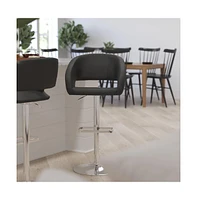 Rothko Modern Bar Stool Rounded Mid-Back Stool With Height Adjustable Swivel Seat